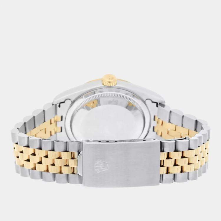 Pre Owned Rolex Datejust 16233 Automatic Champagne 18k Yellow Gold Stainless Steel Men's Wristwatch 36 mm