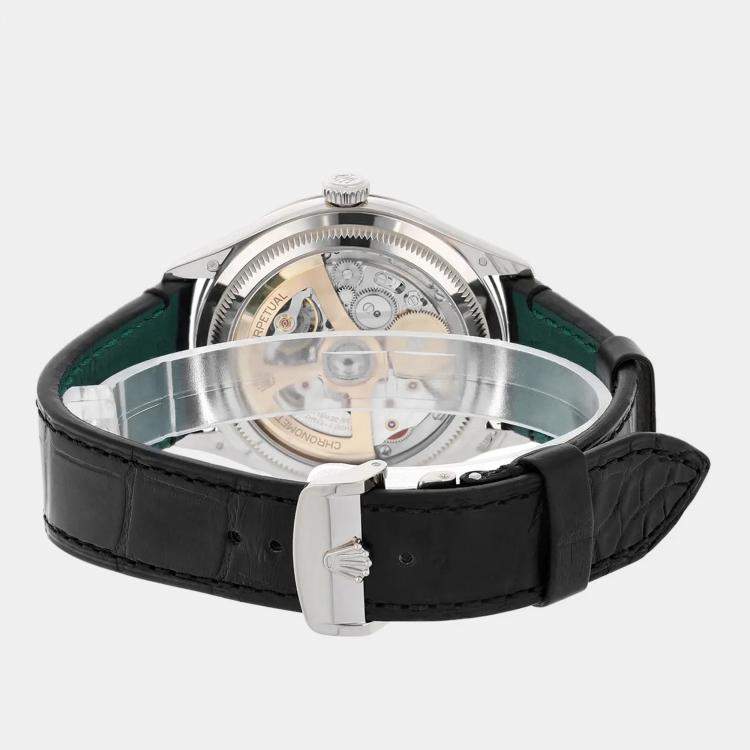 Pre Owned Rolex 1908 M52509-0002 Automatic Black 18k White Gold Men's Wristwatch 39 mm