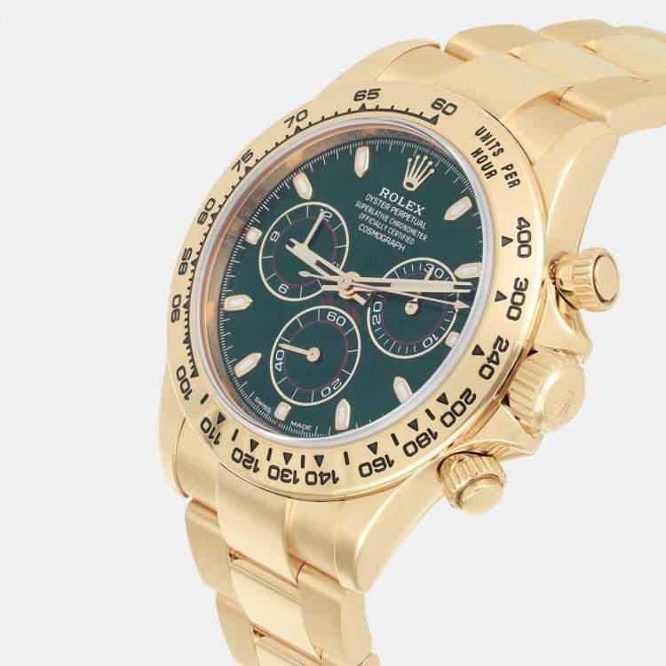 Pre Owned Rolex Cosmograph Daytona 116508 Automatic Green 18k Yellow Gold Men's Wristwatch 40 mm