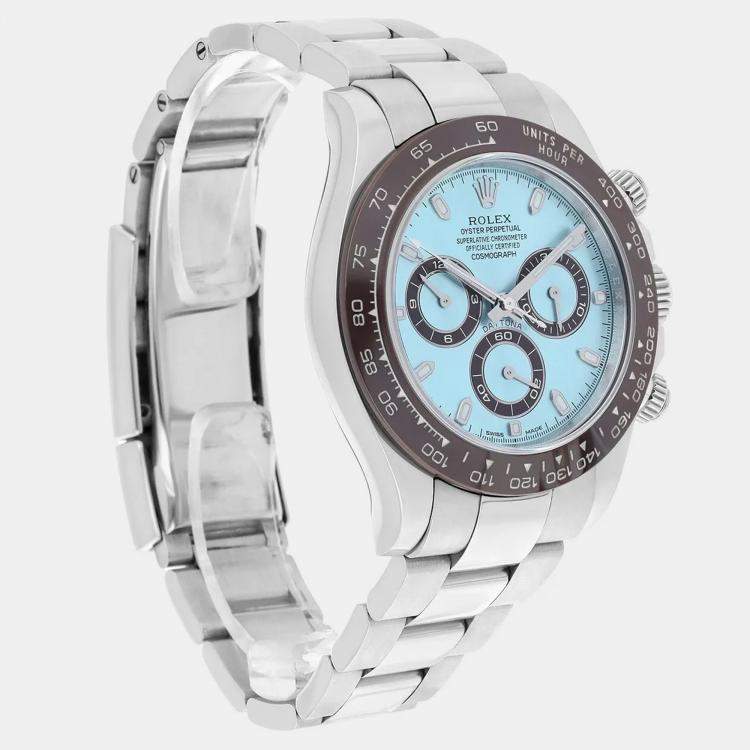 Pre Owned Rolex Cosmograph Daytona 116506 Automatic Blue Platinum Men's Wristwatch 40 mm