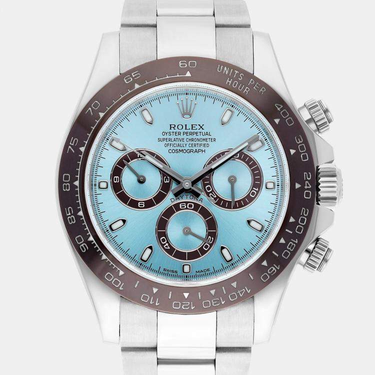 Pre Owned Rolex Cosmograph Daytona 116506 Automatic Blue Platinum Men's Wristwatch 40 mm