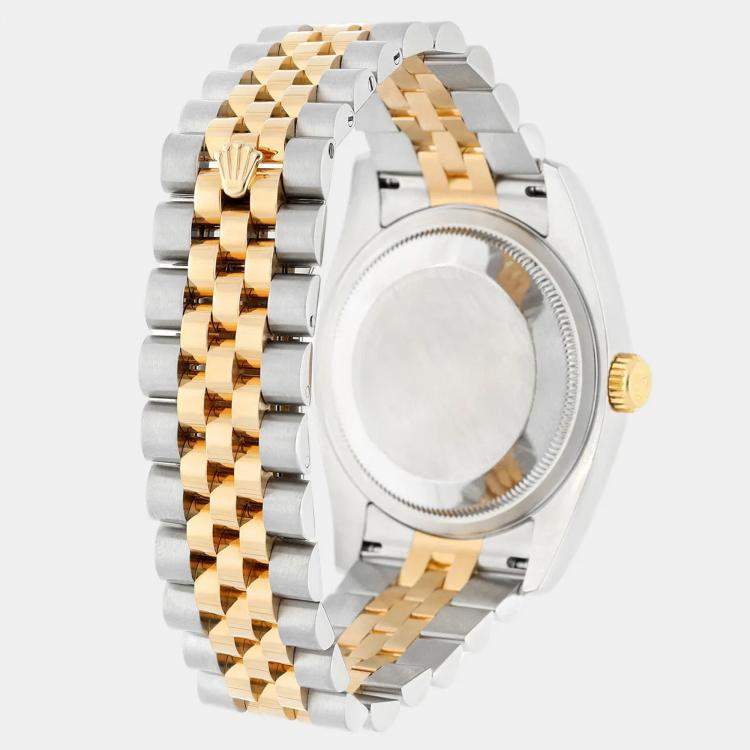 Pre Owned Rolex Datejust 116233 Automatic Black 18k Yellow Gold Stainless Steel Men's Wristwatch 36 mm