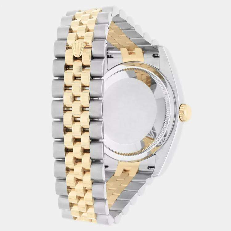 Pre Owned Rolex Datejust 116233 Automatic Black 18k Yellow Gold Stainless Steel Men's Wristwatch 36 mm