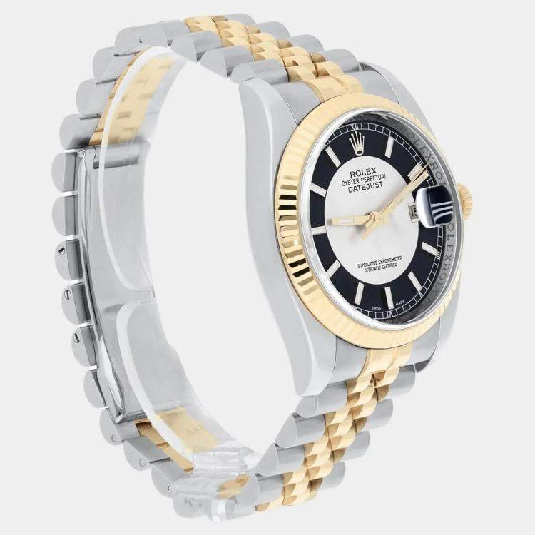 Pre Owned Rolex Datejust 116233 Automatic Black 18k Yellow Gold Stainless Steel Men's Wristwatch 36 mm