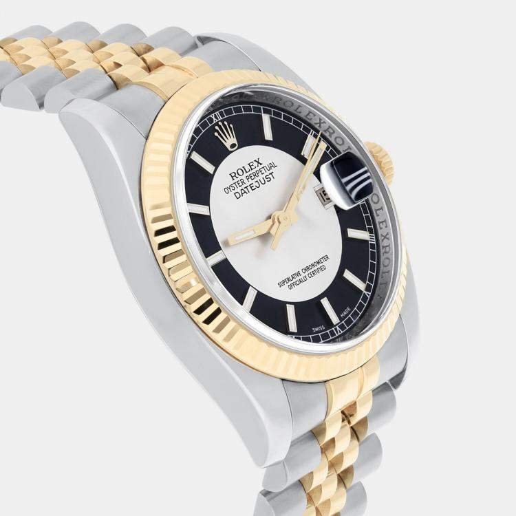 Pre Owned Rolex Datejust 116233 Automatic Black 18k Yellow Gold Stainless Steel Men's Wristwatch 36 mm