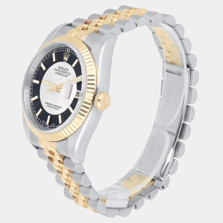 Pre Owned Rolex Datejust 116233 Automatic Black 18k Yellow Gold Stainless Steel Men's Wristwatch 36 mm