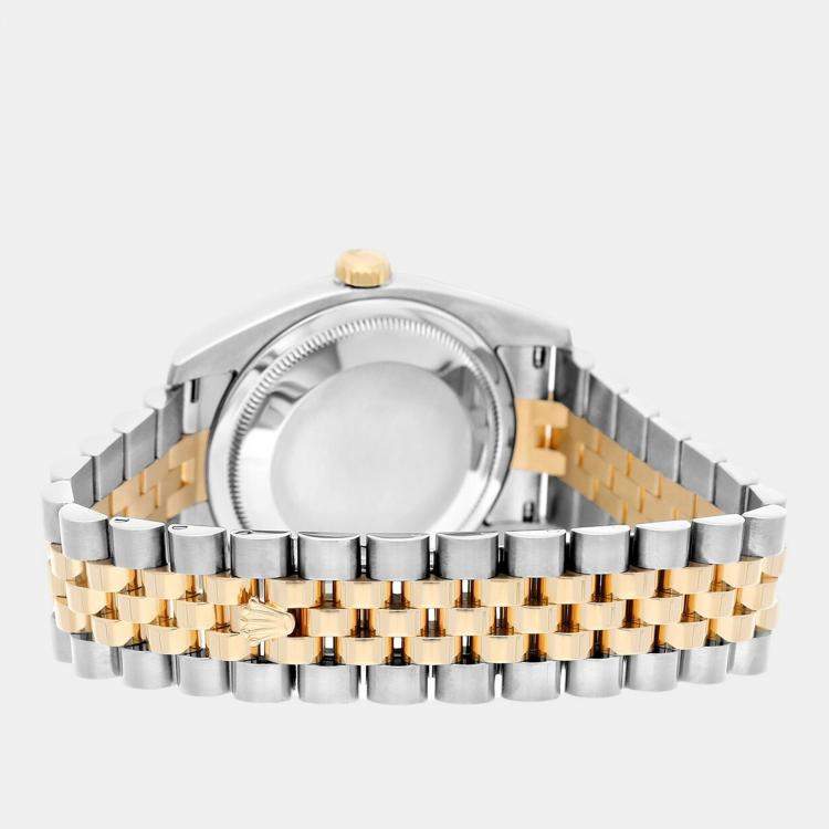 Pre Owned Rolex Datejust 116233 Automatic White 18k Yellow Gold Stainless Steel Men's Wristwatch 36 mm