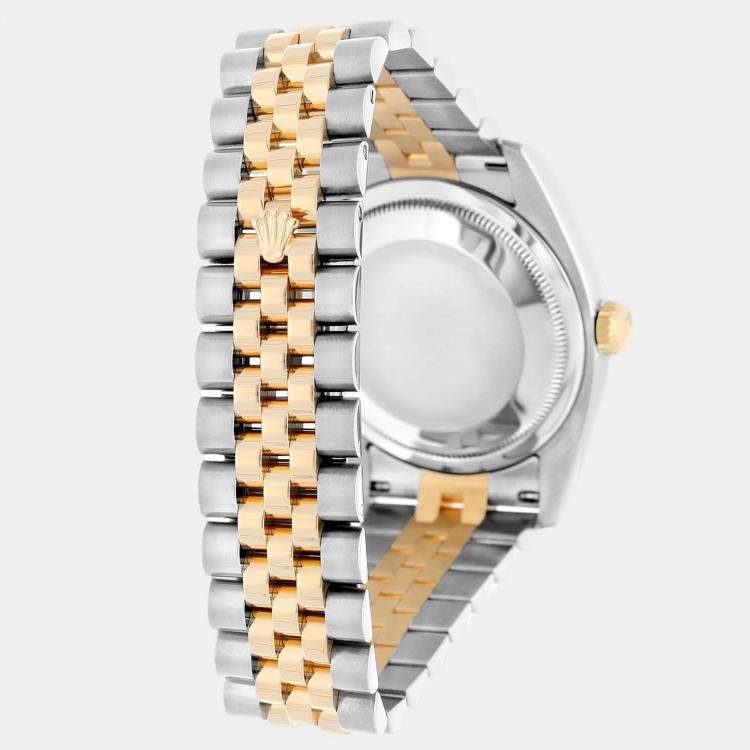 Pre Owned Rolex Datejust 116233 Automatic White 18k Yellow Gold Stainless Steel Men's Wristwatch 36 mm