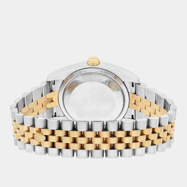 Pre Owned Rolex Datejust 116233 Automatic Silver 18k Yellow Gold Stainless Steel Men's Wristwatch 36 mm