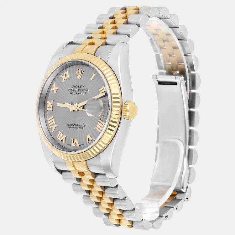 Pre Owned Rolex Datejust 116233 Automatic Silver 18k Yellow Gold Stainless Steel Men's Wristwatch 36 mm
