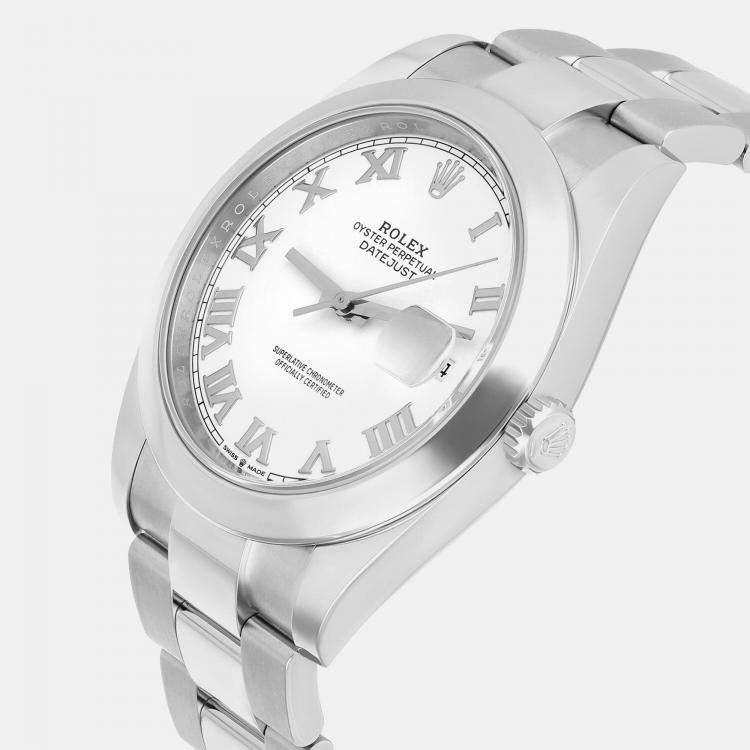 Pre Owned Rolex Datejust 126300 Automatic White Stainless Steel Men's Wristwatch 41 mm