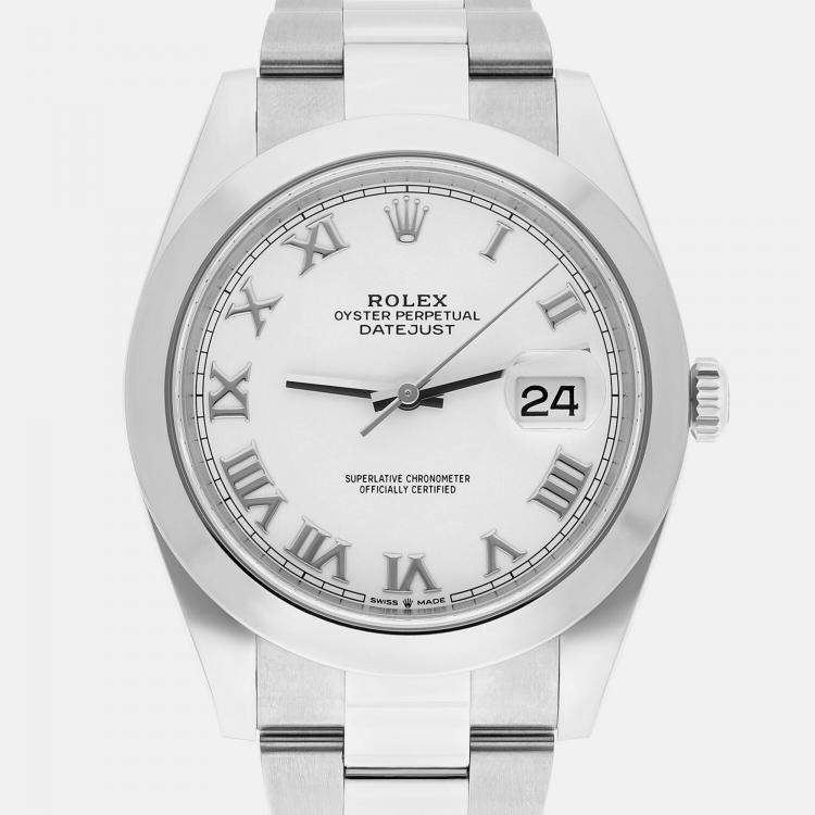 Pre Owned Rolex Datejust 126300 Automatic White Stainless Steel Men's Wristwatch 41 mm