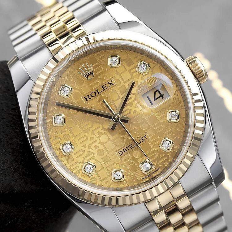 Pre Owned Rolex Datejust 116233 Automatic Champagne 18k Yellow Gold Stainless Steel Men's Wristwatch 36 mm
