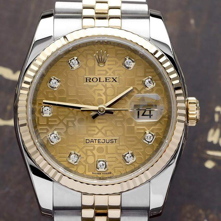Pre Owned Rolex Datejust 116233 Automatic Champagne 18k Yellow Gold Stainless Steel Men's Wristwatch 36 mm