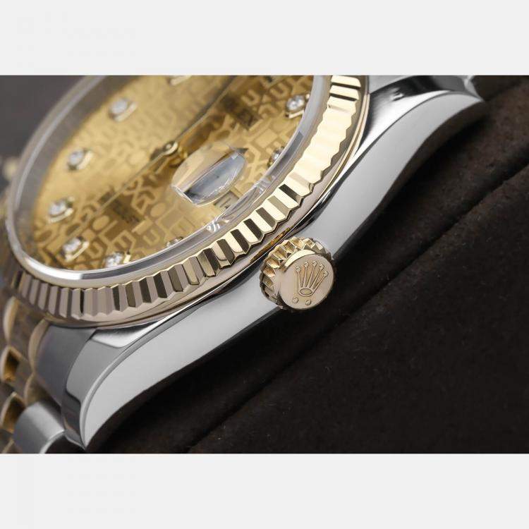 Pre Owned Rolex Datejust 116233 Automatic Champagne 18k Yellow Gold Stainless Steel Men's Wristwatch 36 mm