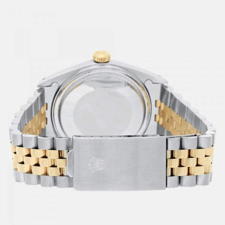 Pre Owned Rolex Datejust 16013 Automatic Silver 18k Yellow Gold Stainless Steel Men's Wristwatch 36 mm