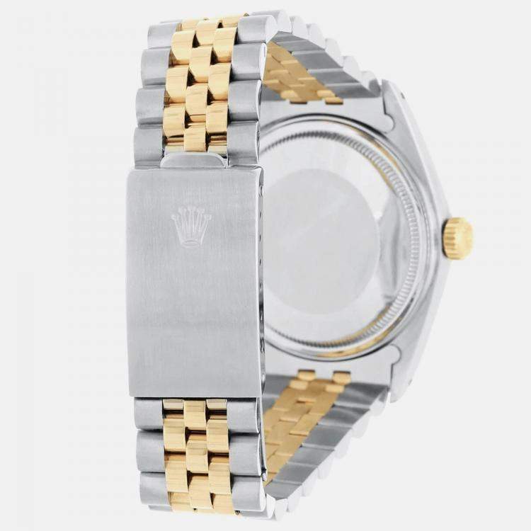 Pre Owned Rolex Datejust 16013 Automatic Silver 18k Yellow Gold Stainless Steel Men's Wristwatch 36 mm