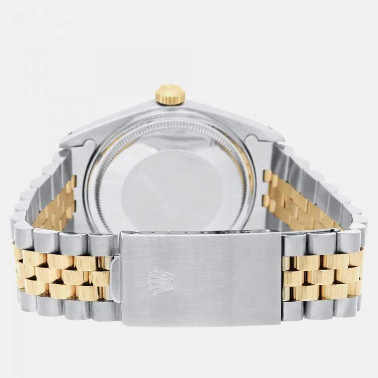 Pre Owned Rolex Datejust 16013 Automatic Champagne 18k Yellow Gold Stainless Steel Men's Wristwatch 36 mm