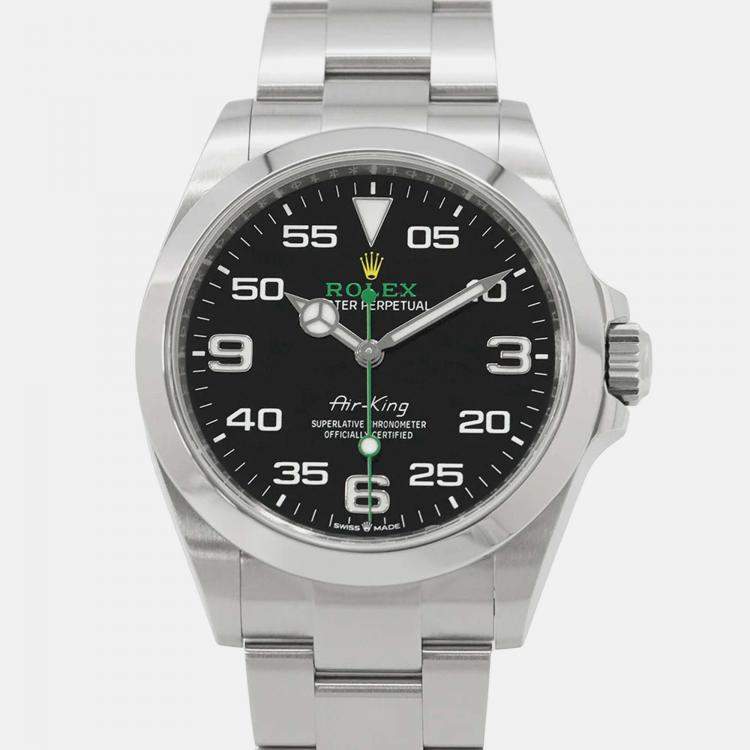 Pre Owned Rolex Air-King 126900 Automatic Black Stainless Steel Men's Wristwatch 40 mm
