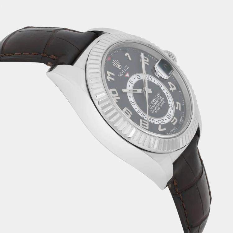 Pre Owned Rolex Sky Dweller 326139 Automatic Black Dial 18K White Gold Men's Wristwatch 42 mm