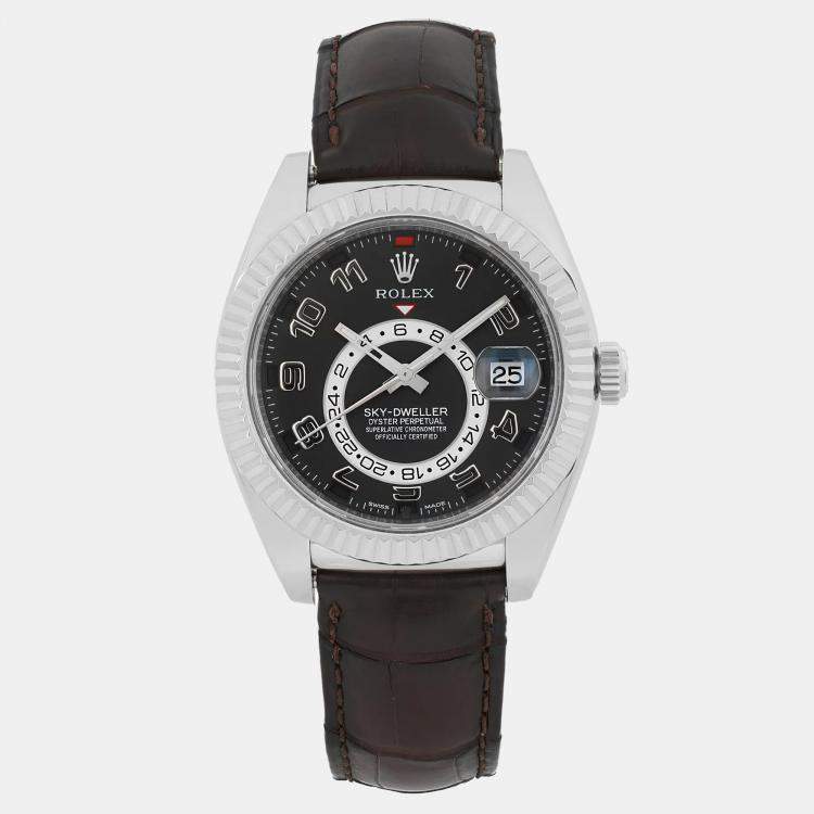 Pre Owned Rolex Sky Dweller 326139 Automatic Black Dial 18K White Gold Men's Wristwatch 42 mm