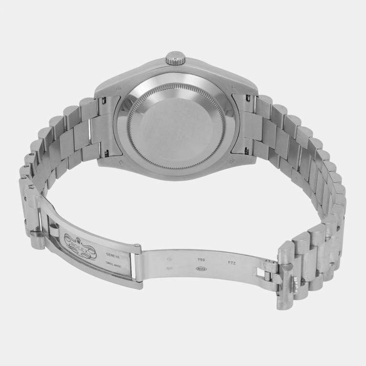 Pre Owned Rolex Day-Date President 218239 Automatic Silver Diamond Dial 18K White Gold Men's Wristwatch 41 mm