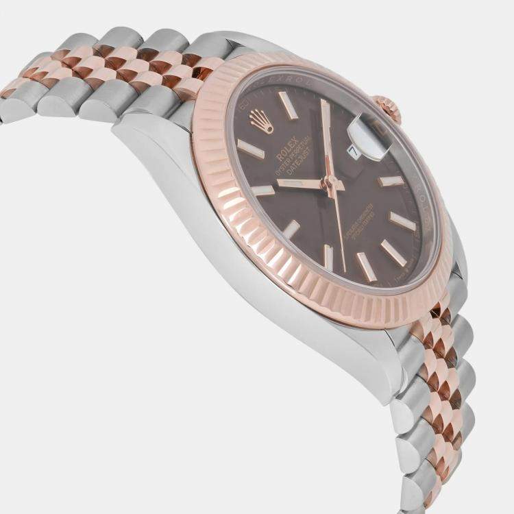 Pre Owned Rolex Datejust 126331 Automatic Chocolate Dial Stainless Steel 18k Rose Gold Men's Wristwatch 41 mm