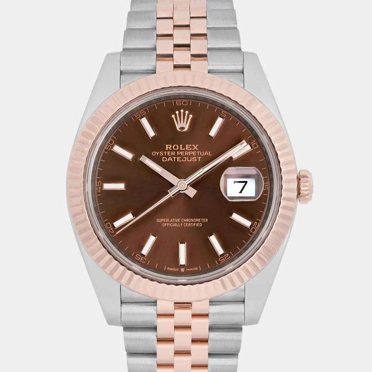 Pre Owned Rolex Datejust 126331 Automatic Chocolate Dial Stainless Steel 18k Rose Gold Men's Wristwatch 41 mm