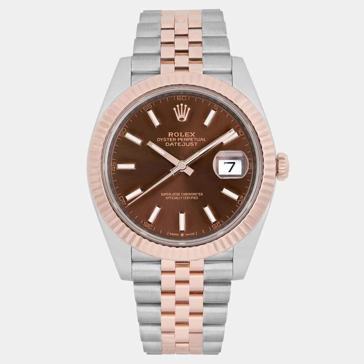 Pre Owned Rolex Datejust 126331 Automatic Chocolate Dial Stainless Steel 18k Rose Gold Men's Wristwatch 41 mm