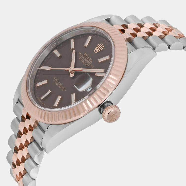 Pre Owned Rolex Datejust 126331 Automatic Chocolate Dial Stainless Steel 18k Rose Gold Men's Wristwatch 41 mm