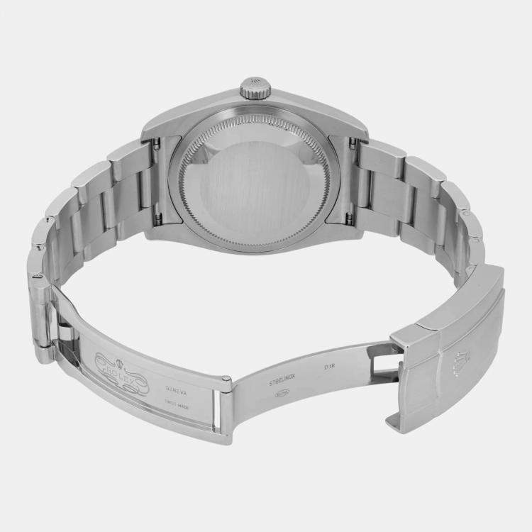 Pre Owned Rolex Oyster Perpetual 116000 Automatic Grape Dial Stainless Steel Men's Wristwatch 36 mm