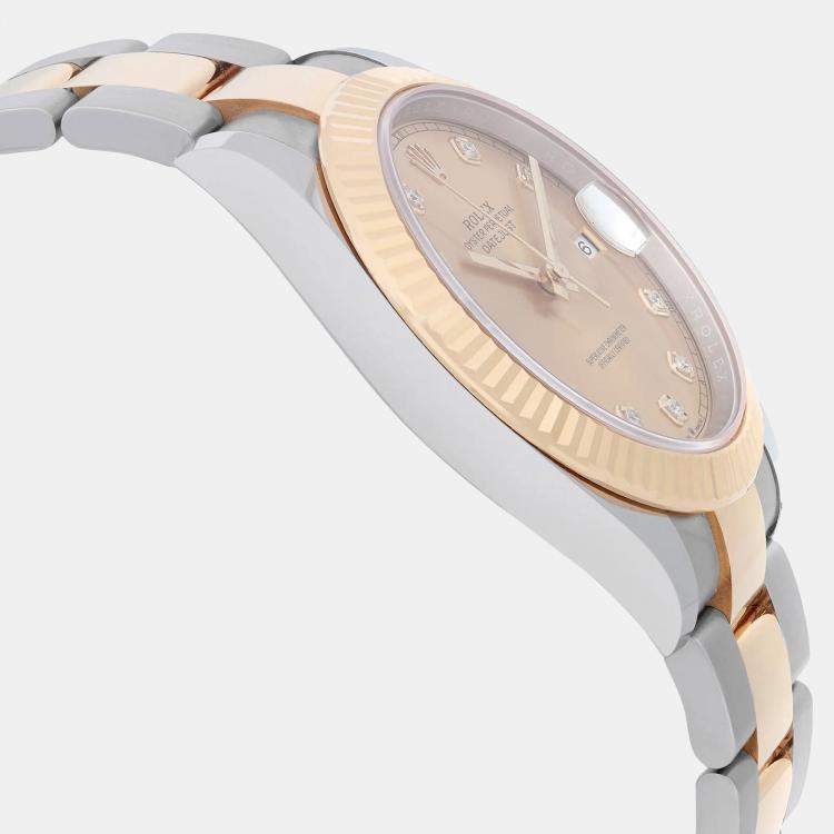 Pre Owned Rolex Datejust 126333 Automatic Champagne Diamond Dial 18K Yellow Gold Stainless Steel Men's Wristwatch 41 mm