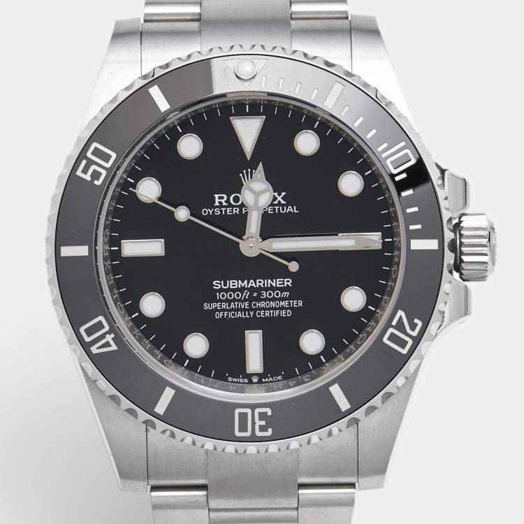Pre Owned Rolex Black Cerachrom Oystersteel Submariner M124060-0001 Men's Wristwatch 41 mm