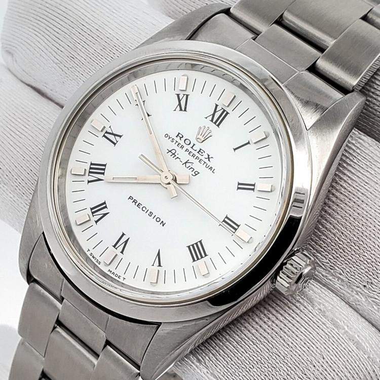 Pre Owned Rolex Air-King 14000 Automatic White Stainless Steel Men's Wristwatch 34 mm