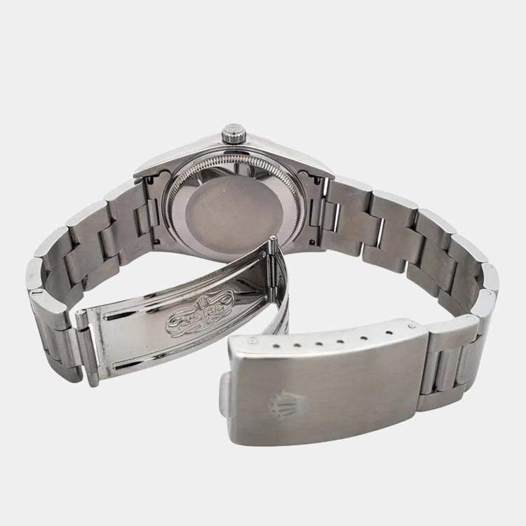 Pre Owned Rolex Air-King 14000 Automatic White Stainless Steel Men's Wristwatch 34 mm