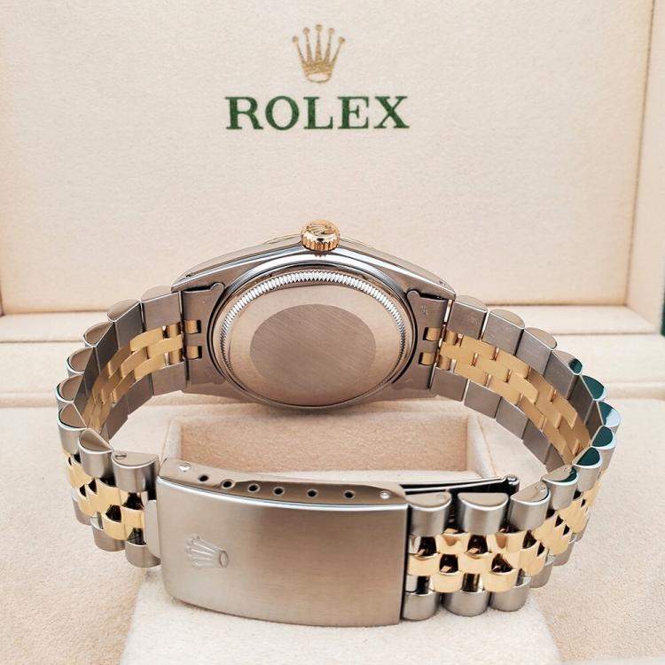 Pre Owned Rolex Datejust 16013 Automatic Champagne 18k Yellow Gold Stainless Steel Men's Wristwatch 36 mm