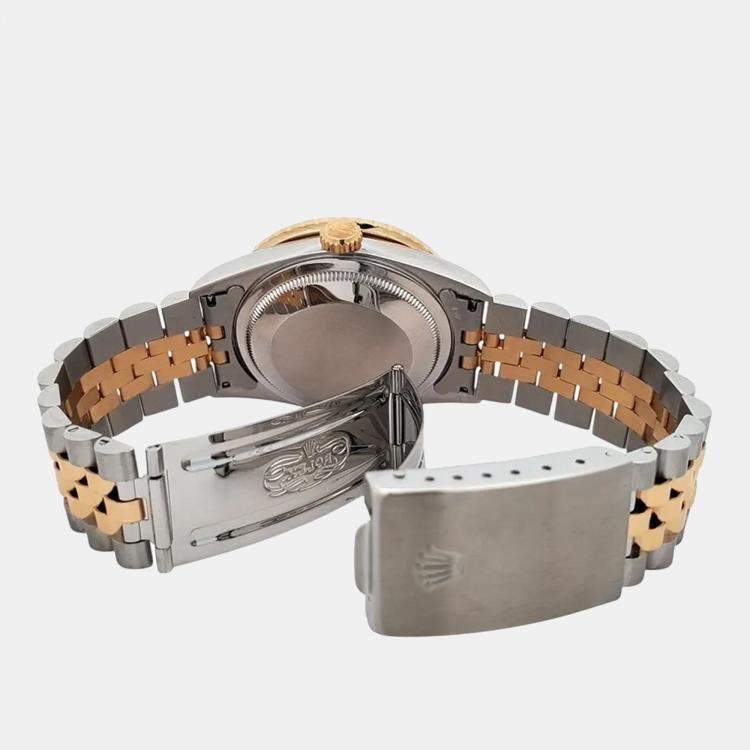 Pre Owned Rolex Datejust 16263 Automatic Cream 18k Yellow Gold Stainless Steel Men's Wristwatch 36 mm