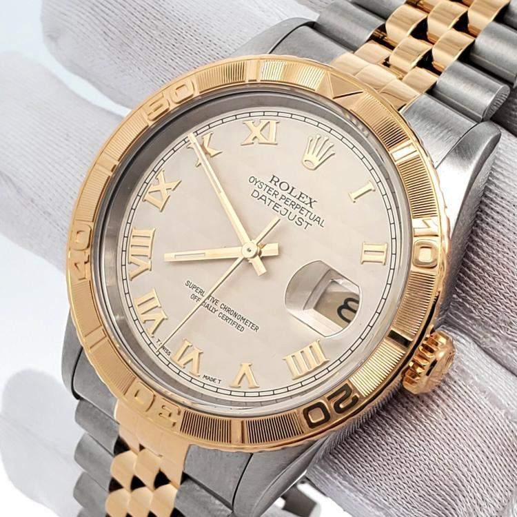 Pre Owned Rolex Datejust 16263 Automatic Cream 18k Yellow Gold Stainless Steel Men's Wristwatch 36 mm
