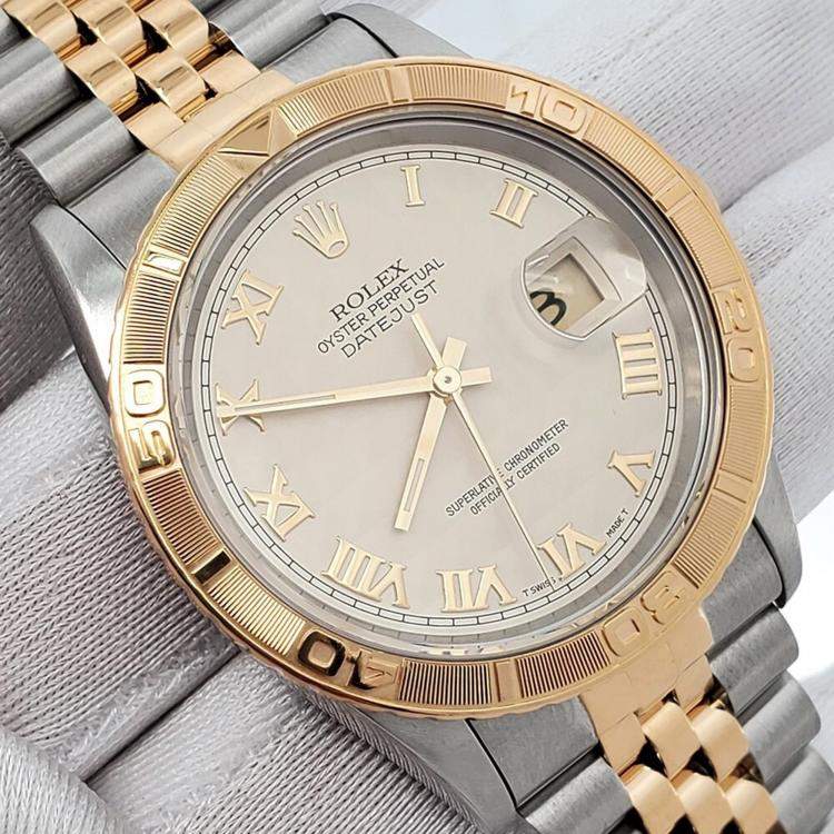 Pre Owned Rolex Datejust 16263 Automatic Cream 18k Yellow Gold Stainless Steel Men's Wristwatch 36 mm