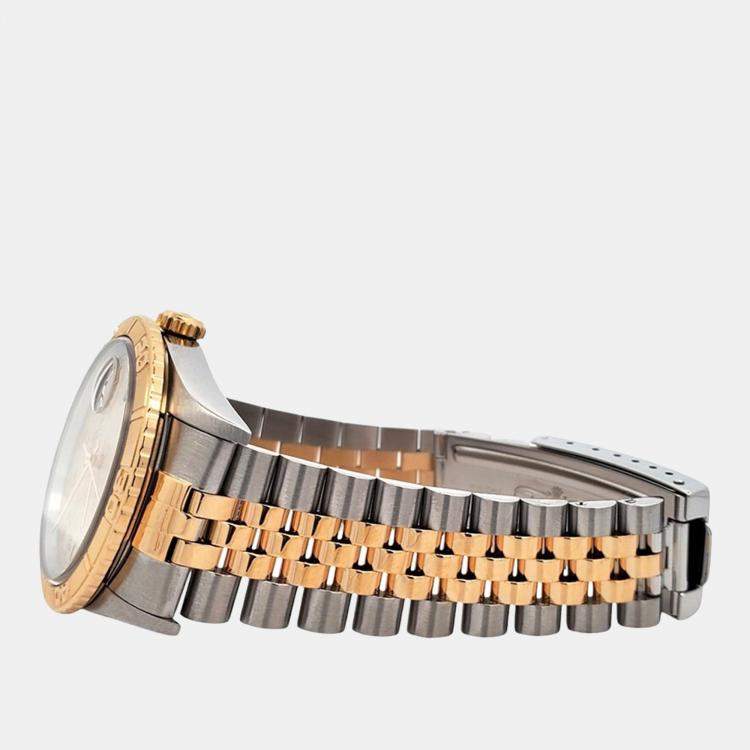 Pre Owned Rolex Datejust 16263 Automatic Cream 18k Yellow Gold Stainless Steel Men's Wristwatch 36 mm