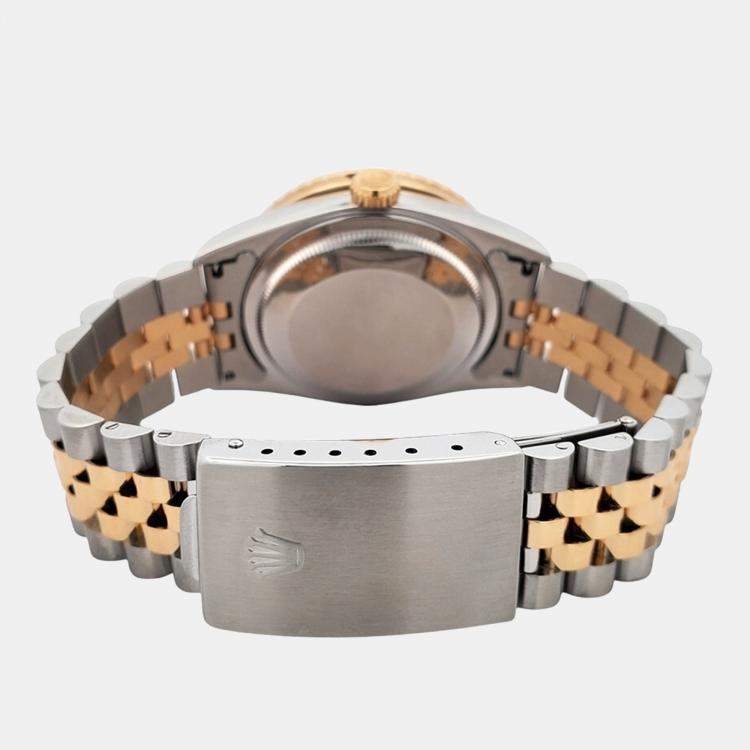 Pre Owned Rolex Datejust 16263 Automatic Cream 18k Yellow Gold Stainless Steel Men's Wristwatch 36 mm