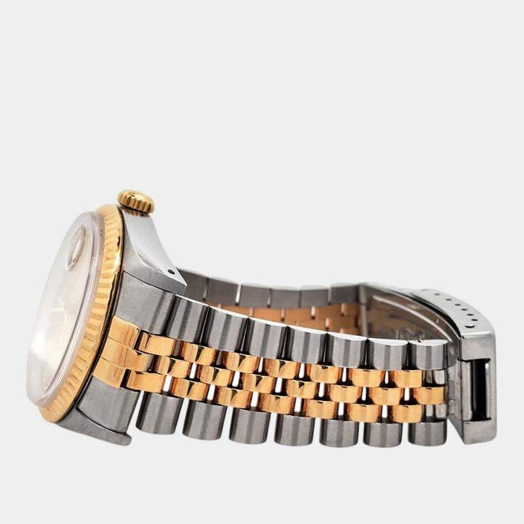 Pre Owned Rolex Datejust 16233 Automatic Champagne 18k Yellow Gold Stainless Steel Men's Wristwatch 36 mm