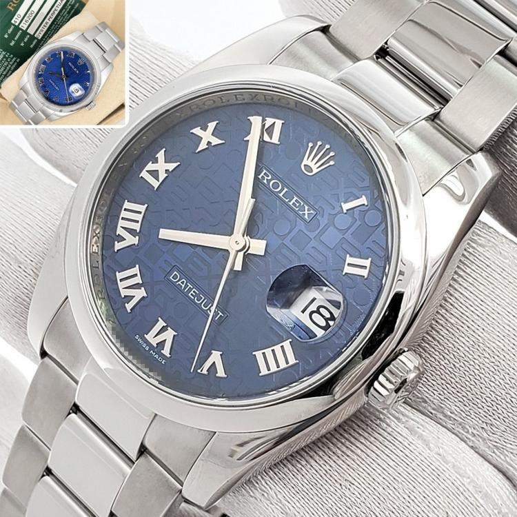 Pre Owned Rolex Datejust 116200 Automatic Blue Stainless Steel Men's Wristwatch 36 mm