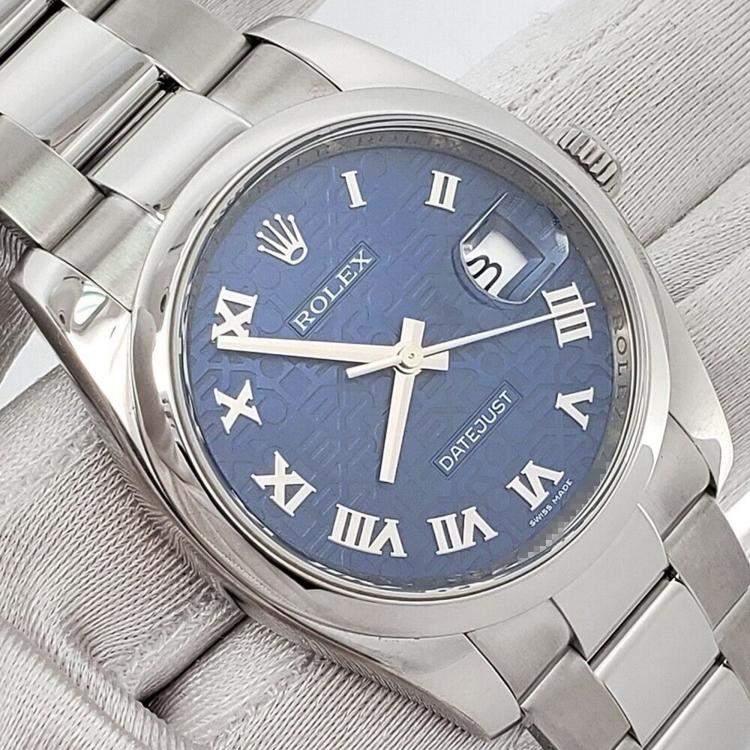 Pre Owned Rolex Datejust 116200 Automatic Blue Stainless Steel Men's Wristwatch 36 mm