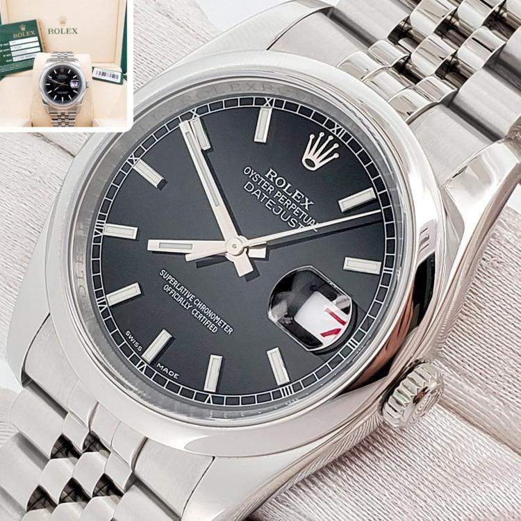 Pre Owned Rolex Datejust 116200 Automatic  Black Stainless Steel Men's Wristwatch  36 mm