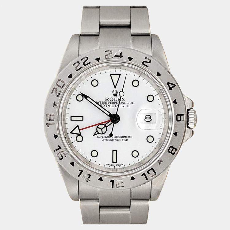 Pre Owned Rolex Explorer II  16570 Automatic White Stainless Steel Men's Wristwatch 40 mm