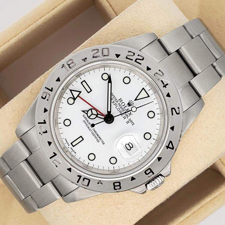 Pre Owned Rolex Explorer II  16570 Automatic White Stainless Steel Men's Wristwatch 40 mm