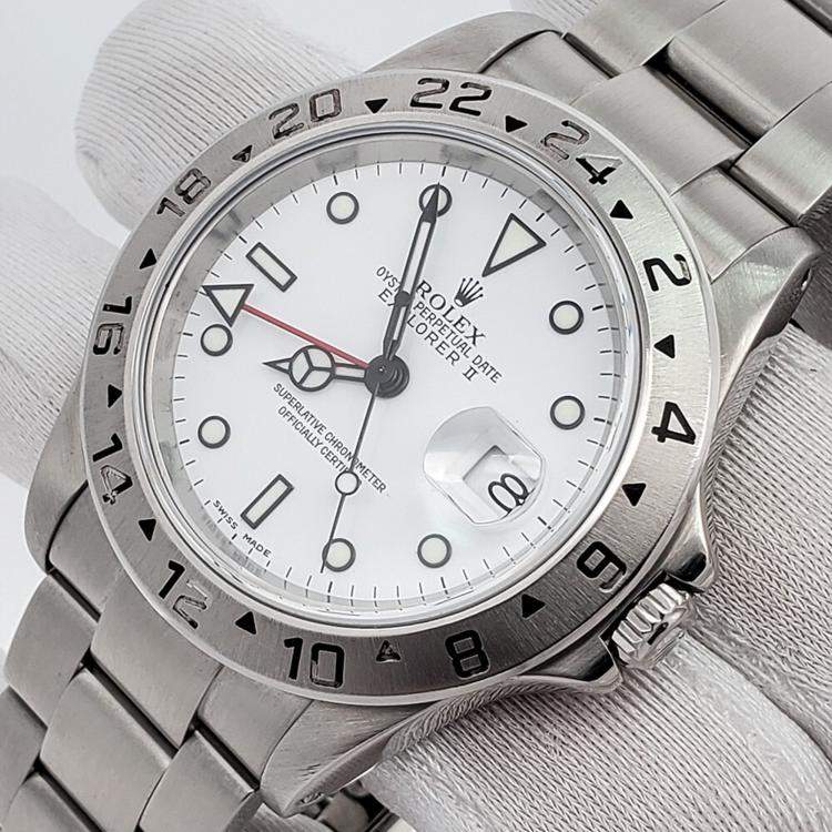 Pre Owned Rolex Explorer II  16570 Automatic White Stainless Steel Men's Wristwatch 40 mm