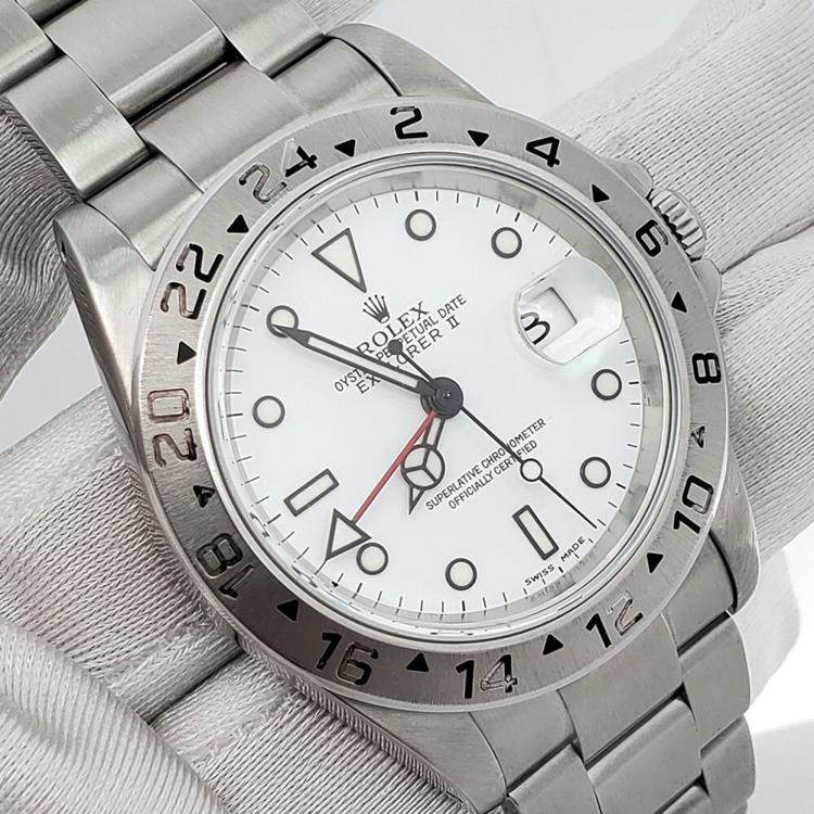 Pre Owned Rolex Explorer II  16570 Automatic White Stainless Steel Men's Wristwatch 40 mm