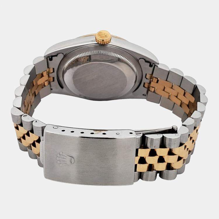 Pre Owned Rolex Datejust 16233 Automatic Blue 18k Yellow Gold Stainless Steel Men's Wristwatch 36 mm